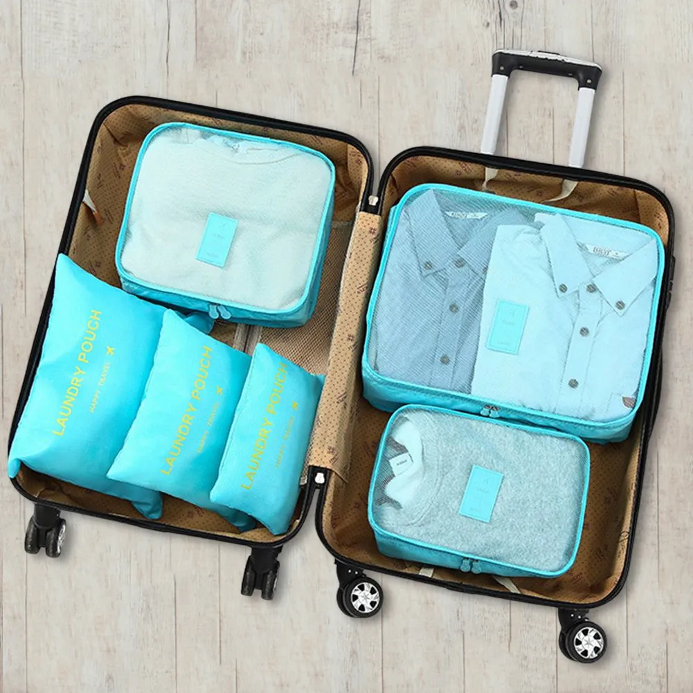6pcs/set Travel Cases Thickening Lage Storage Bag Waterproof Foldable Space Saving For Family Vacation Skiing Camping_voghion.com