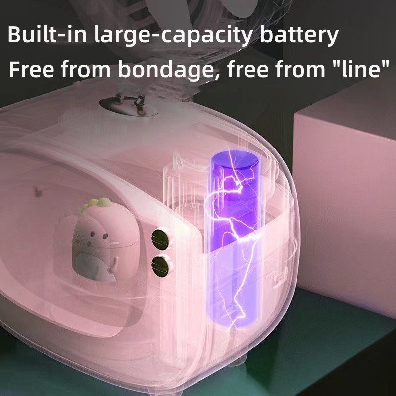 New TV Desktop Fan Creative Spray Fan Small Portable Humidification Refrigeration USB Rechargeable Silent Gale Battery Operated_voghion.com