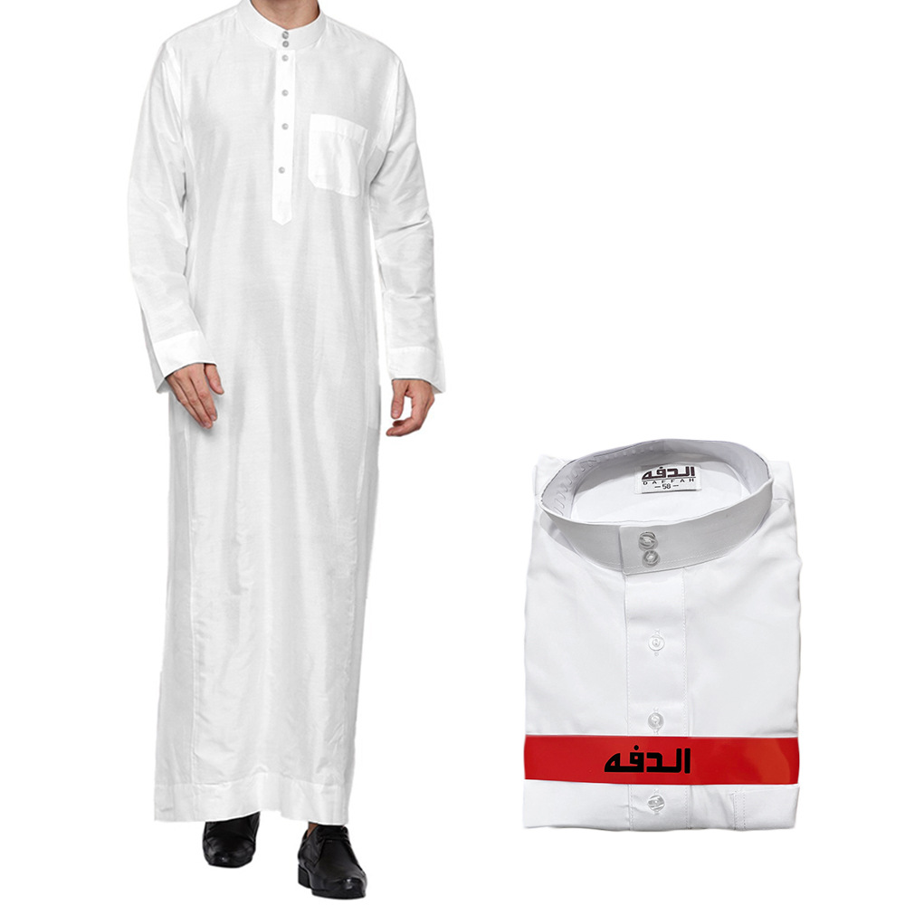 Vêtements pour hommes Robe Qatar Col montant Robe Poche Design Arabe Moyen-Orient Vêtements pour hommes Spot