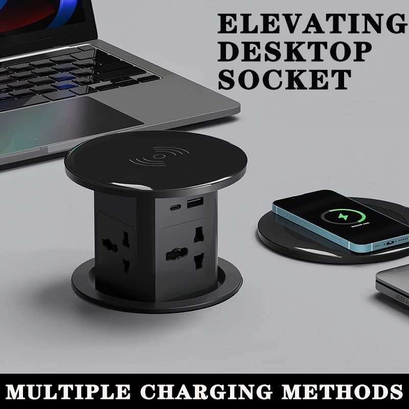 Elevator Power Tower Socket Automatic Pop - Up Universal Plug Adapter Hidden Wireless Charge Hydraulic Lifting_voghion.com