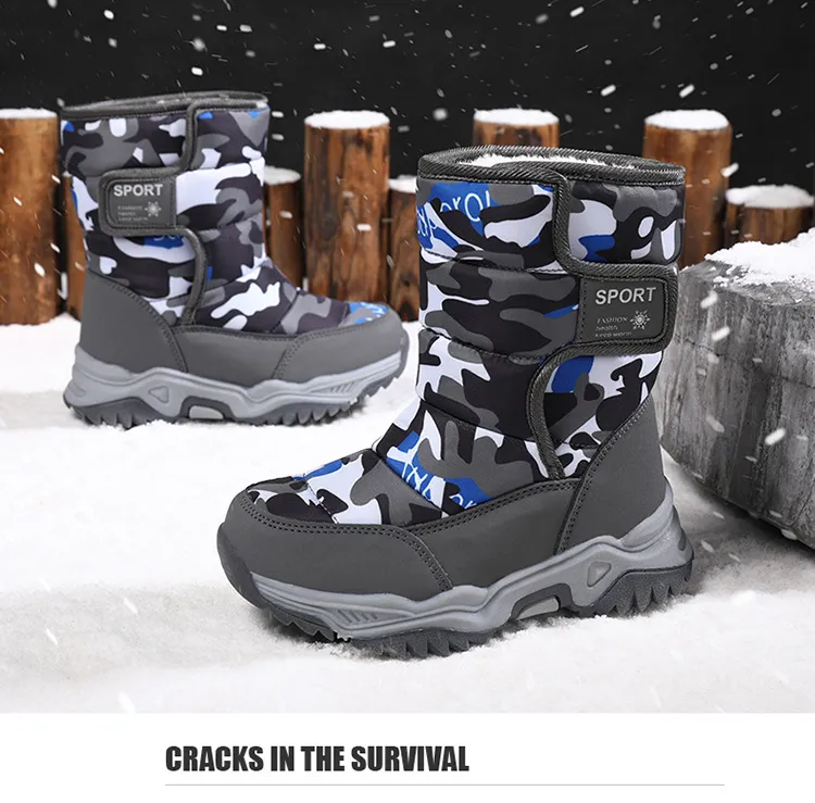 Bambini Neve 2024 Inverno Nuovo Ragazzi Antiscivolo Impermeabile Stivali Ragazze Cashmere Spesso Cotone Caldo Scarpe Taglie US9C-US6Y_voghion.com