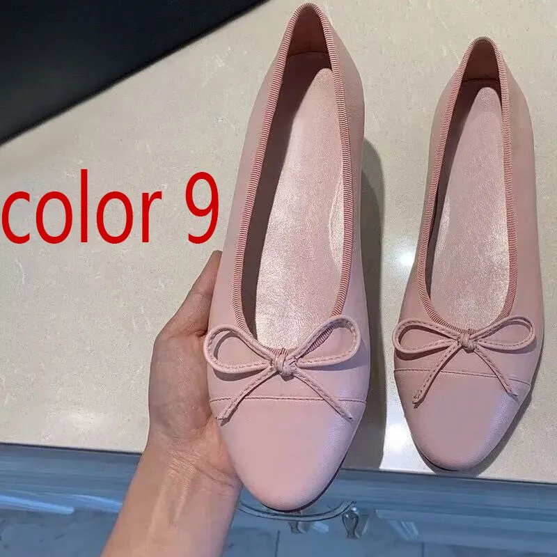 Kleid Damen Designer Ballettschuhe Damen Schuhe Frühling Herbst Neue Bogen Mode Flache Bootsschuh Dame Leder Lazy Dance_voghion.com