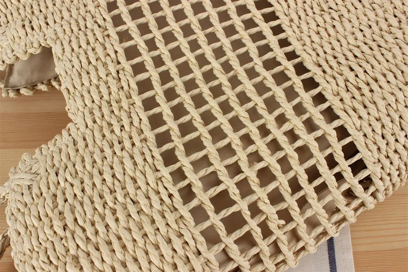 Gewebte Tasche aus Papierseil, neue französische Nischen-Hohlgewebetasche, eine Schulter, handgehaltene Strandtasche mit_voghion.com