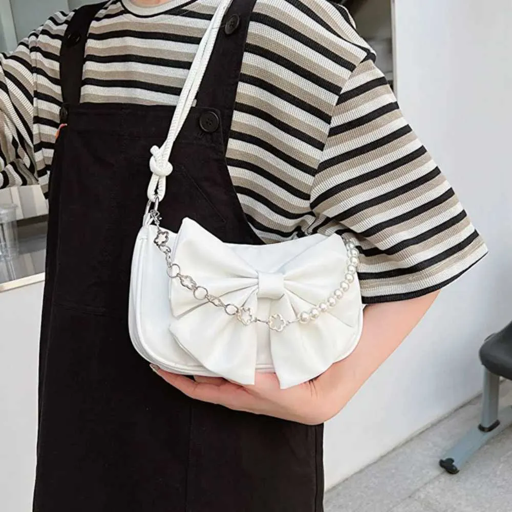 Mode perle bogen schulter achselhöhle täglichen pendeln lässige handtasche solide business tasche Y241123_voghion.com