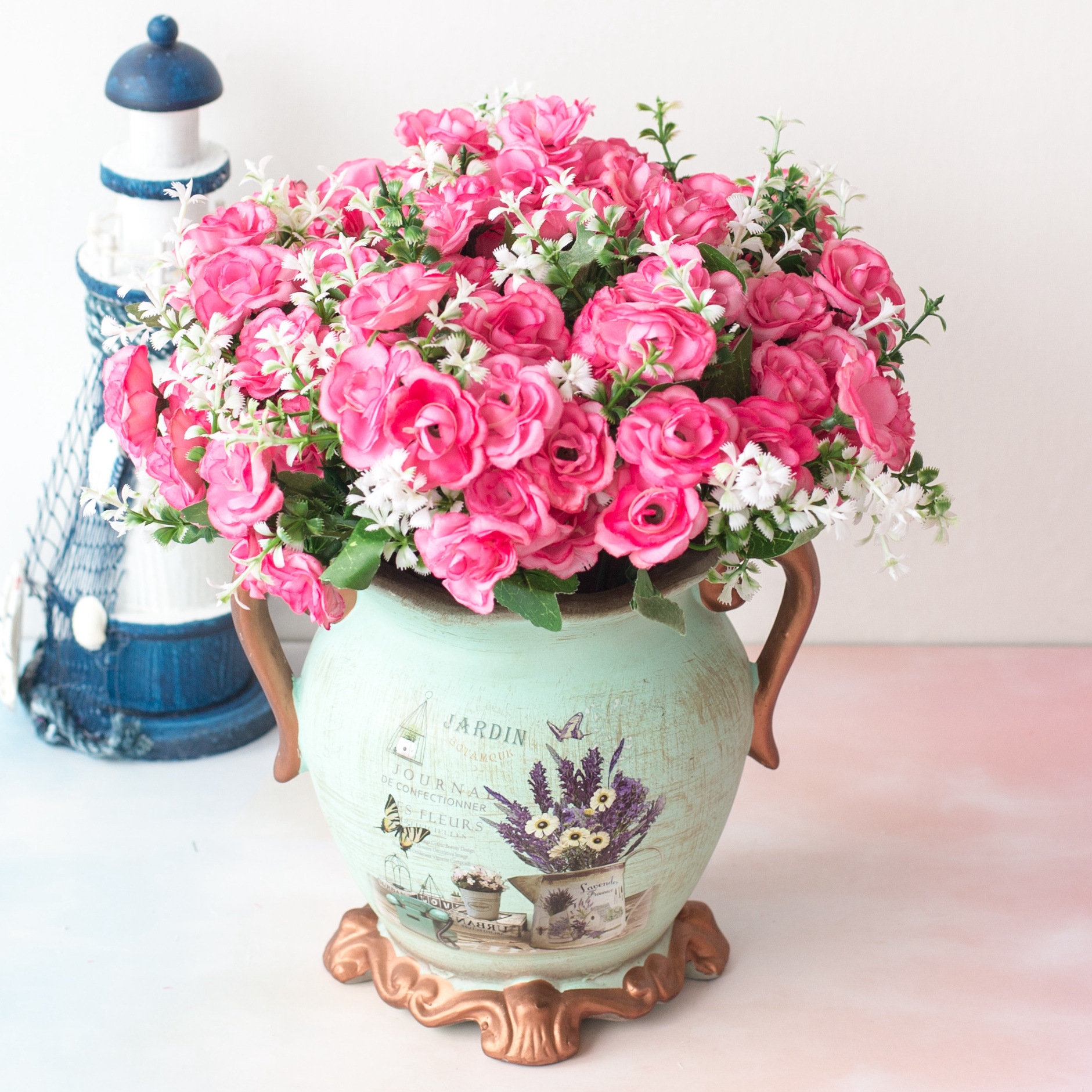 Fiori artificiali di alta qualità, fiori, produttori all'ingrosso, mini rose a 5 punte e 15 teste, decorazione per la casa_voghion.com
