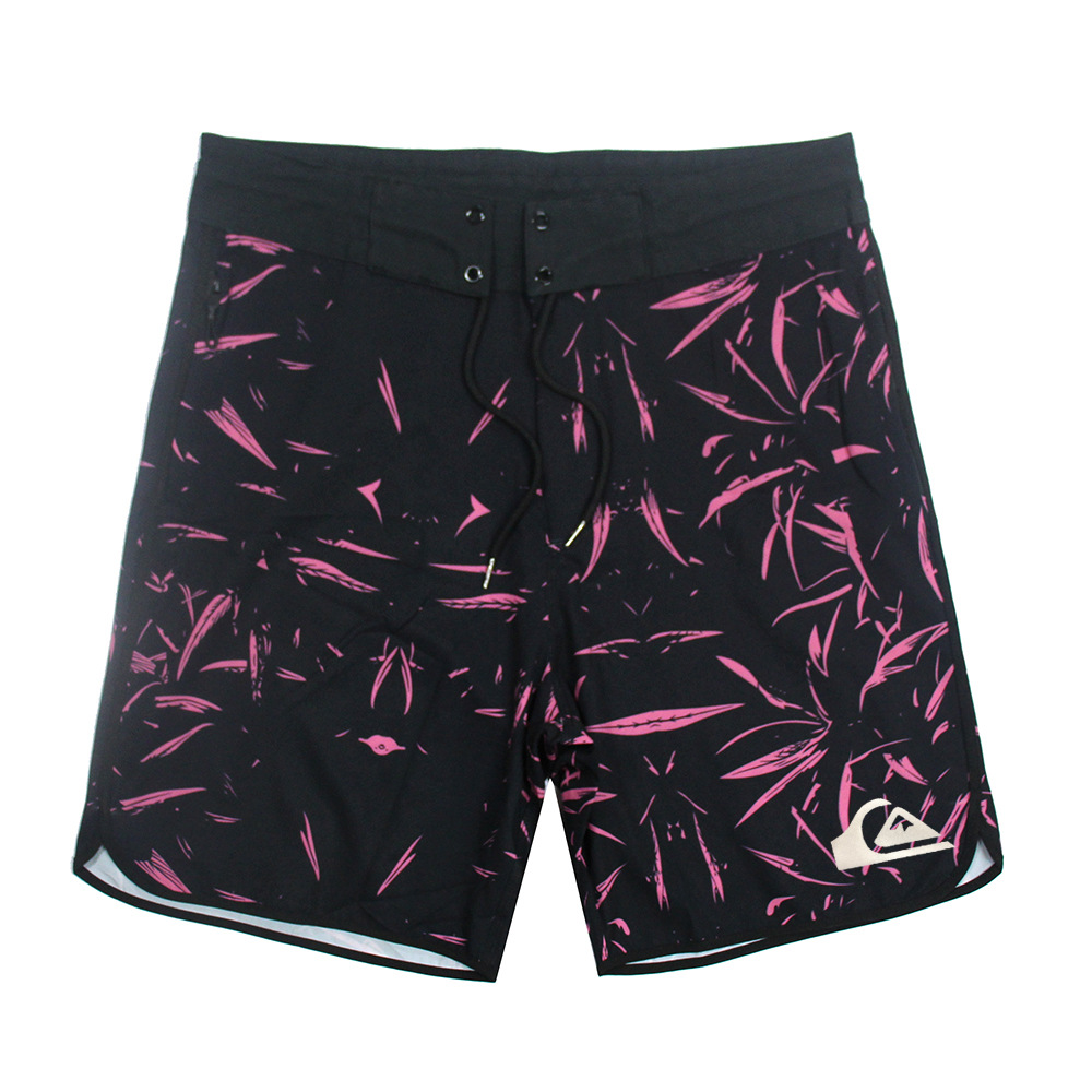 Herren Volldruck Blatt Schnelltrocknende Stretch Surf Shorts Sanya Urlaub Freizeit Sport Strandhose_voghion.com