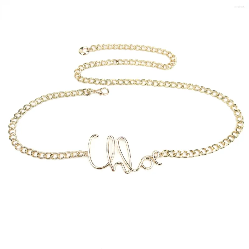 Gürtel Retro Gold Buchstaben Taille Kette Frauen mit Rockhose Hochwertiger dünner Metallgürtel_voghion.com