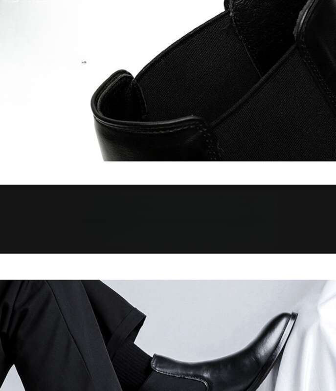 Black England Men's High Top Simple Luxury Casual Business Formal Pointed Toe Leather Boots_voghion.com