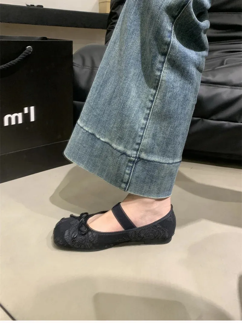 Ballerine da donna con nodo a farfalla, alla moda, basse, con suola morbida, comode, da donna, ballerine 240627_voghion.com