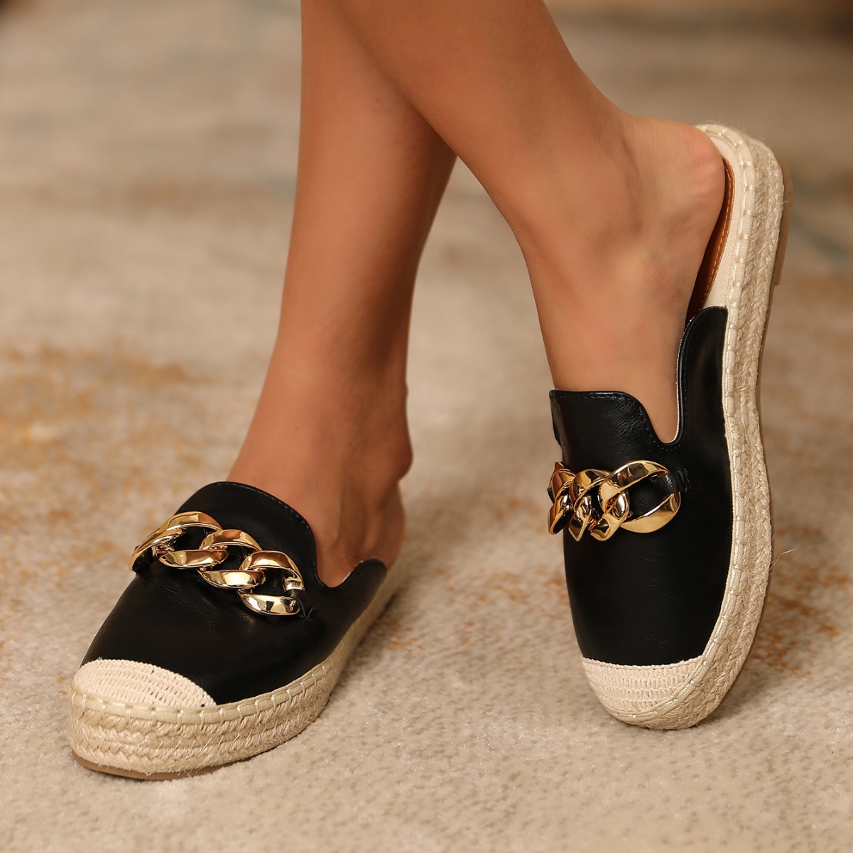 Women's Shoes Enter E Commerce Women's Shoes Flat Shoes New Summer All Match Half Slippers Casual And Comfortable Mother's Shoes