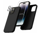 For IPhone 13 Pro Silicone Case With Screen Protector & Camera Lens Protector [Set Of 3] 360 Protection Pack For IPhone 13 Pro 6.1", Black_voghion.com