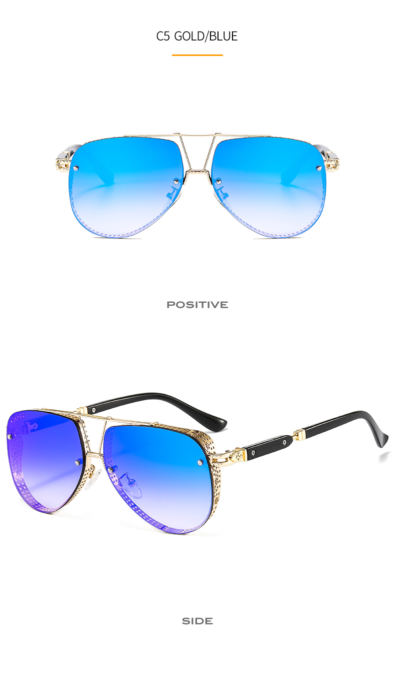 New Hollow Paern Oval Sunglasses Men Women Trend Brand Designer Meal Alloy Frame Gradiens Lens conspicuous_voghion.com
