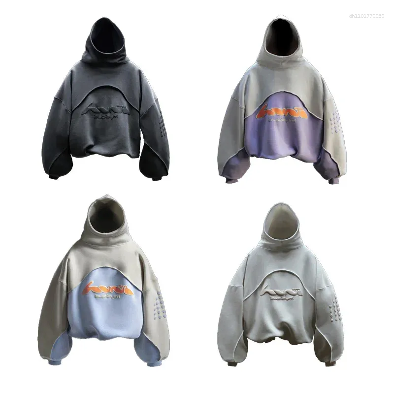 Felpe con cappuccio da uomo, larghe, alla moda, con motivo in schiuma, abbigliamento casual, oversize, gotiche, retrò, da donna, passamontagna_voghion.com