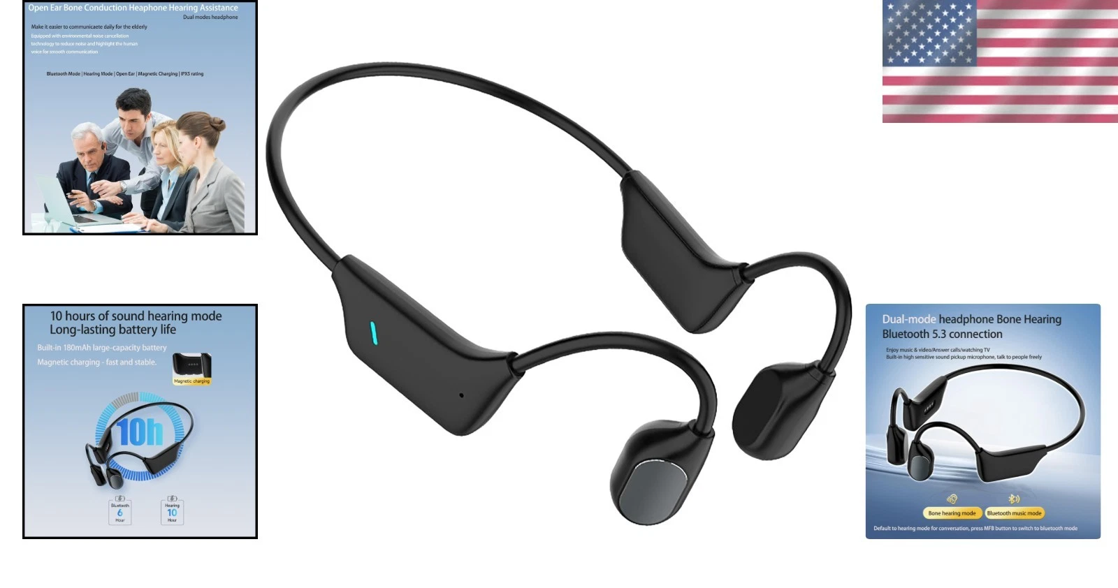 Cuffie per problemi di conduzione ossea, cuffie wireless per assistenza uditiva._voghion.com