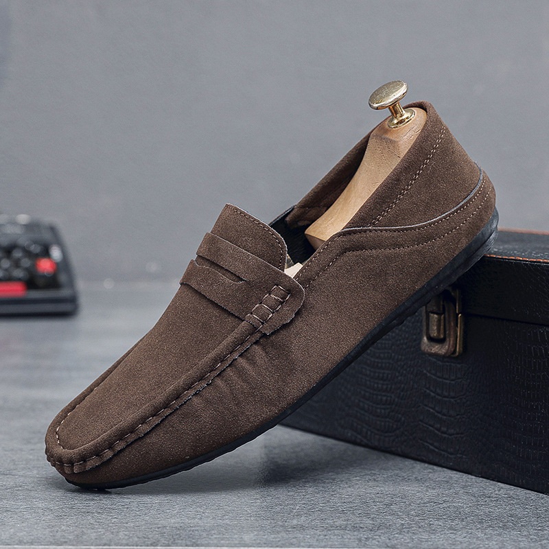 Men’s Shoes Spring New Loafers Men's Shoes Moccasins Suede Trendy British Lazy One Step Half Slip Driving Shoes_voghion.com