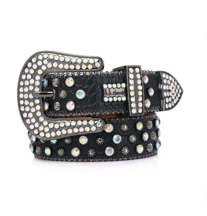 fashion Dia Bb Simon Bling Studded Crystal Belt Casual Woman Leather Designer For Man Lady Belts Punk Belts Mens Rock S_voghion.com