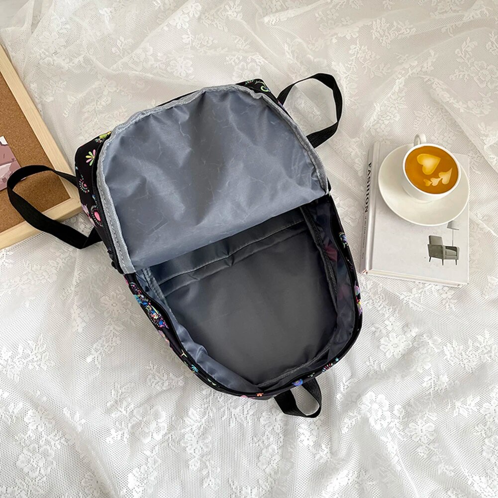 School for Girls Teens Women Laptop Knapsack Cute Butterfly Floral Backpack Nylon Large Student Book Bags 2023_voghion.com