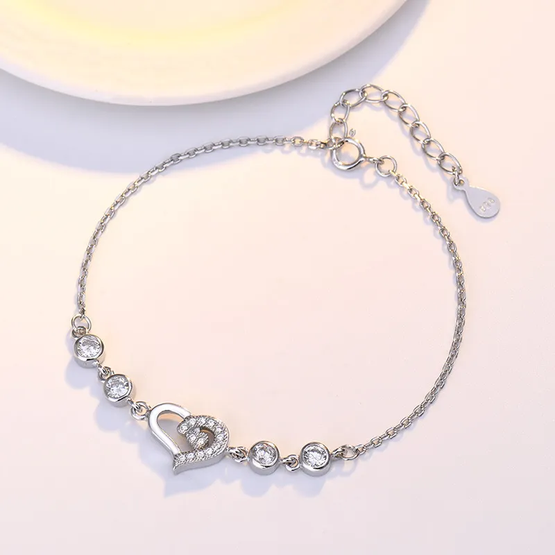 Corea Moda Nuovo Sterg Braccialetto Coreano Amore Cuore a forma di Argento Gioielli Regalo di Compleanno Fabbrica all'ingrosso_voghion.com