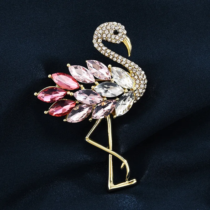 Brooches Brooch Women Vintage Decor Clothing Pin Rhinestone Flamingo For Backpacks Alloy Decorative Clip Shawl Miss_voghion.com