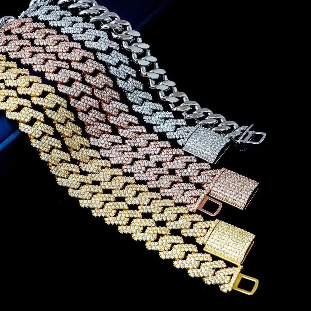 Super September Custom Iced Out Hip Hop Sier Link Necklace Pass Diamond Tester Vvs Moissanite Cuban Chain Bracelet Men_voghion.com