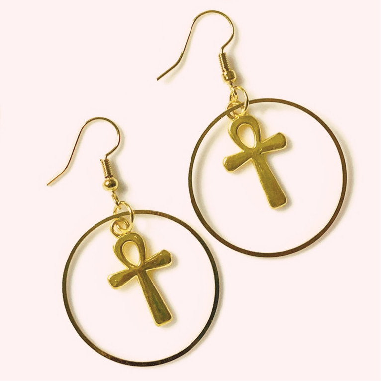 Earrings Handmade Egyptian Cross Earrings_voghion.com