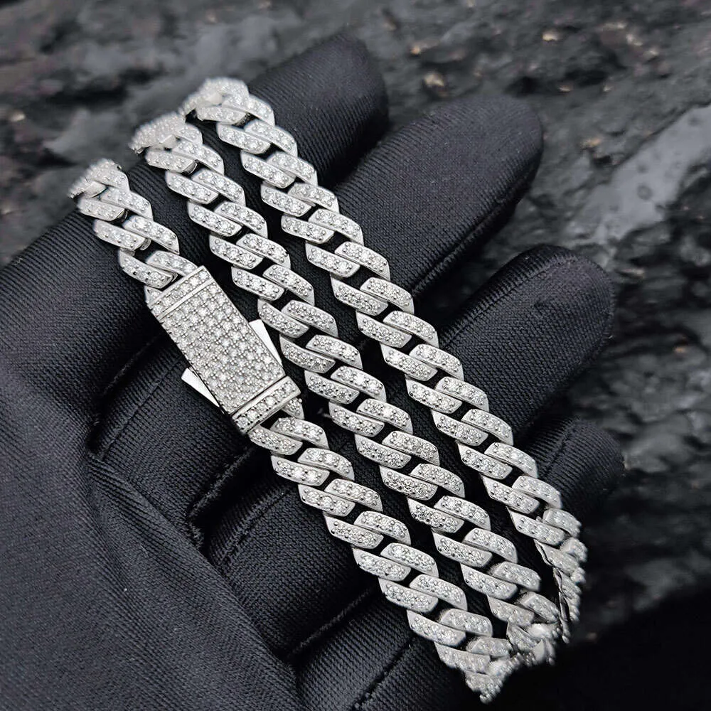 Designer Fashion Cubaanse Link Chain Pass Moissanite Diamant Tester Miami Hip Hop Sieraden VVS Steen Glanzend 3 Rijen Mannen Vrouwen_voghion.com