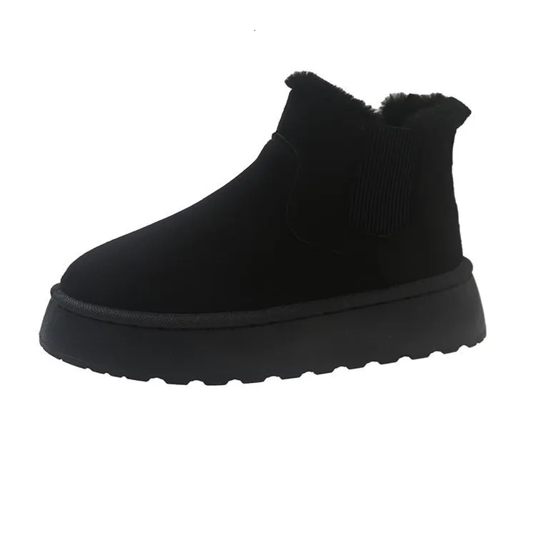 Designer Outdoor Shoes, Women's Thick Soled Snow Boots, Fashionable And Versatile Shoes With Plush Round Toe Sleeves,_voghion.com