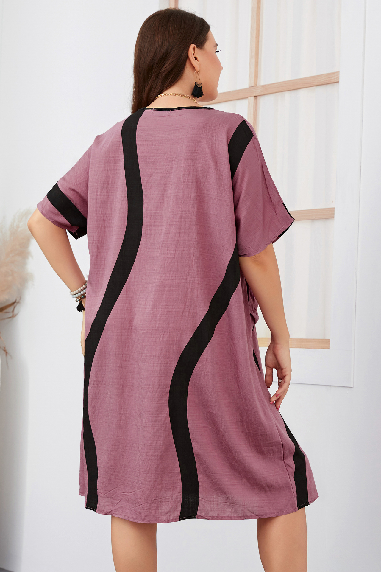 Women's short-sleeved large size loose dress _voghion.com