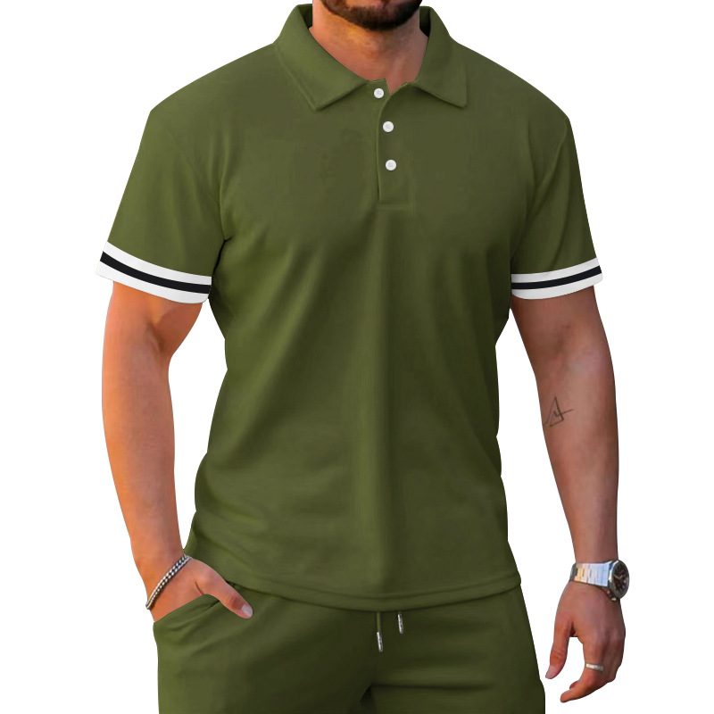 2024Cross-border Summer European And American Lapel Collar Short-sleeved Shorts Two-piece Set Sports And Leisure Men's Suit_voghion.com