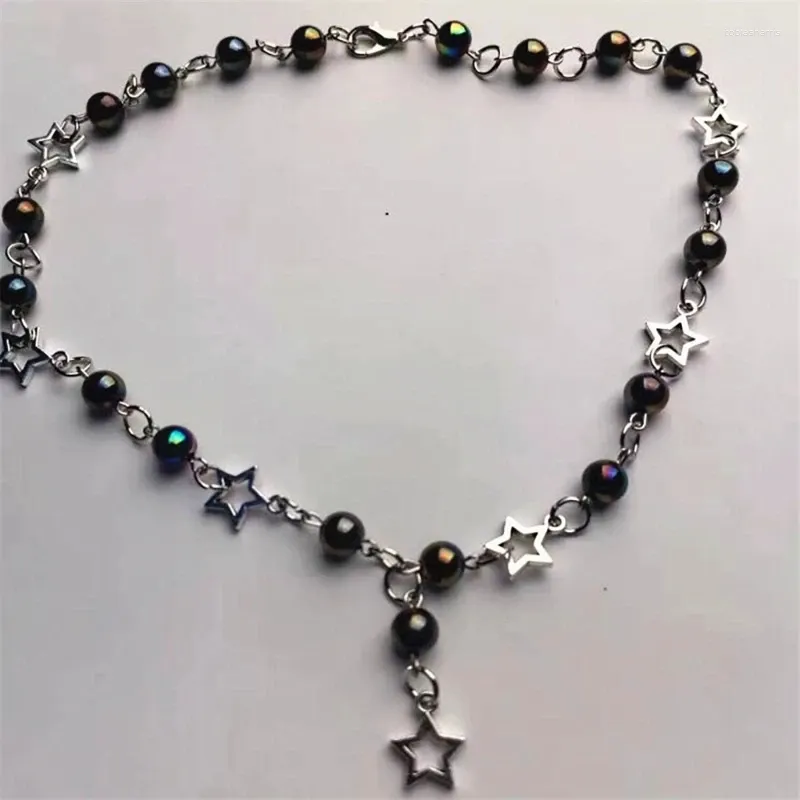 Řetízky Vintage inspirovaný krk Goth Růženec Choker Náhrdelník Šperky Přívěsek s dutými kříži/hvězdným přívěskem_voghion.com