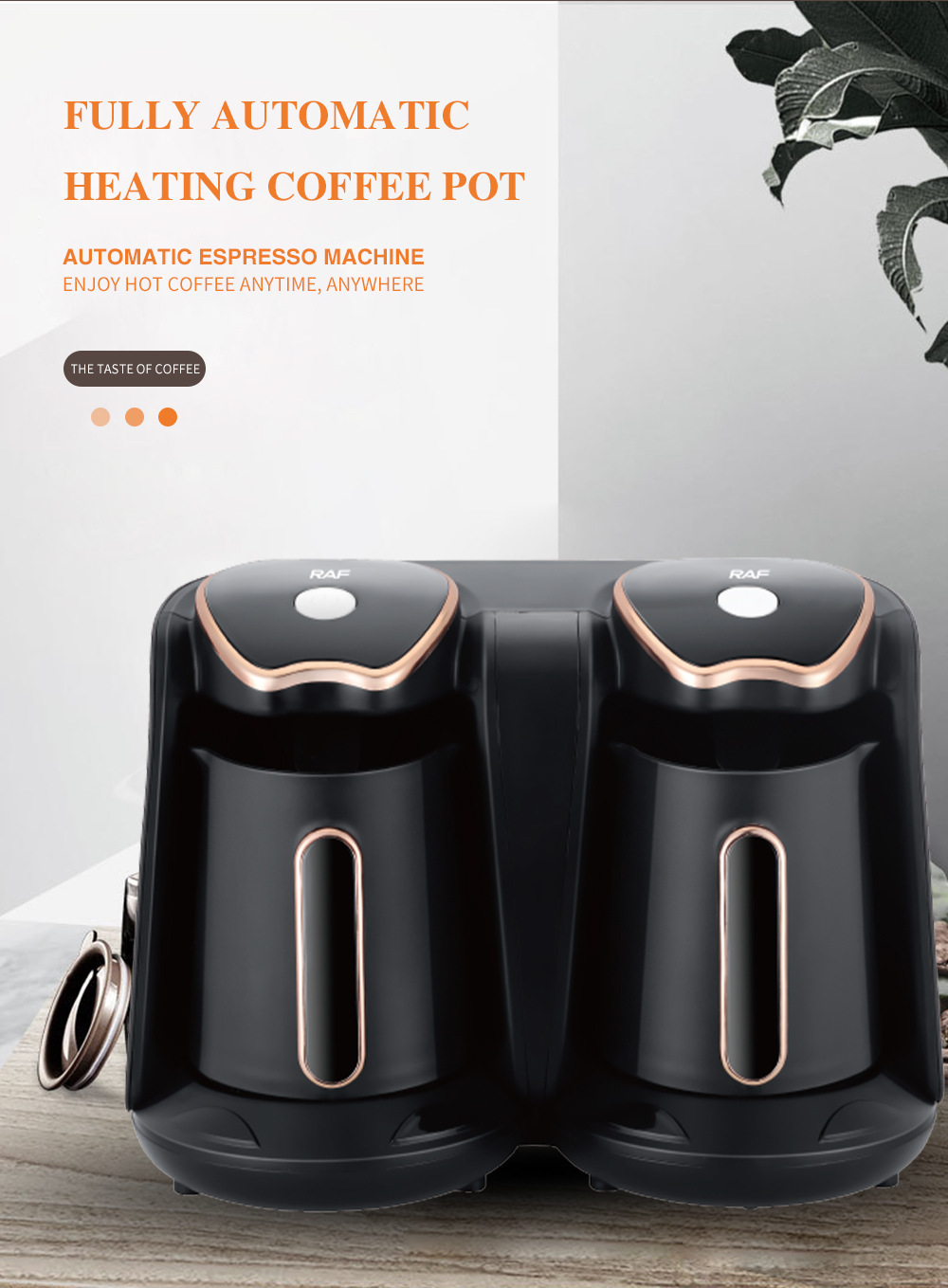 European Standard Electric Turkish Machine Double Pot Design Coffee Brewing 1200W_voghion.com