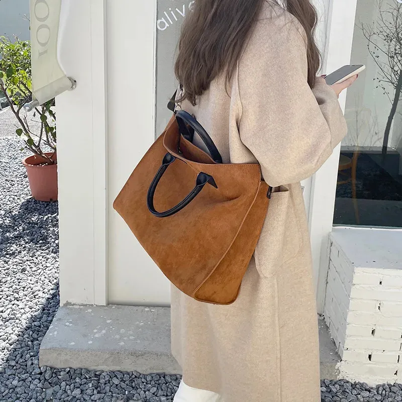 Borsa da donna in pelle opaca vintage, grande capacità, borse a tracolla, borse a tracolla da donna, borsa da viaggio casual grande marrone_voghion.com