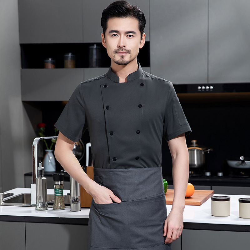 Vêtements pour hommes uniformes de chef vêtements de travail à manches courtes mince restauration hôtel cuisine restaurant