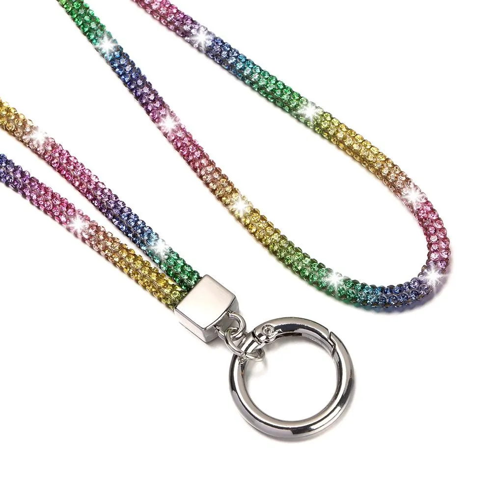 Portachiavi con brillantini, cristallo scintillante, corda anti-smarrimento, cordino per appendere, cordino per telefono con strass_voghion.com