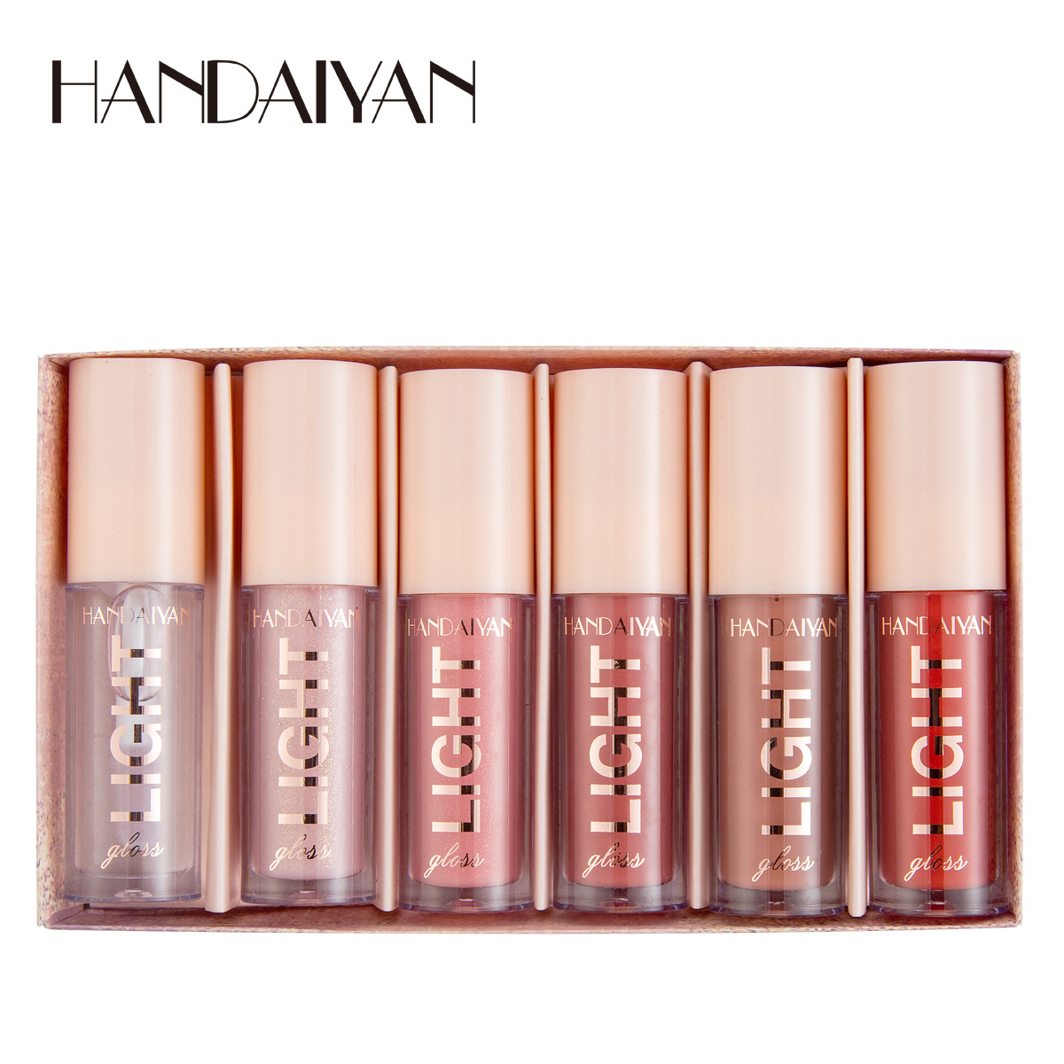 Confezione regalo di set di rossetti esplosivi HANDAIYAN con specchio in vetro laccato liquido lucido da 6 pezzi_voghion.com