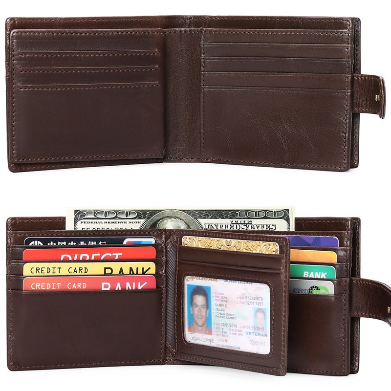 Herren kurze Lederbrieftasche Top-Schicht Rindsleder RFID Anti-Diebstahl-Bürste Mode Casual Außenhandel Brieftasche_voghion.com