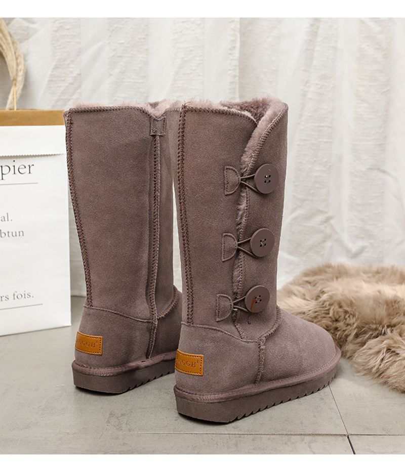 Ψηλό μπλουζάκι για γυναίκες 2023 Χειμώνας αντιολισθητικό χοντρό ζεστό μακριά βαμβακερά παπούτσια χιονιού με τρεις πόρπες_voghion.com