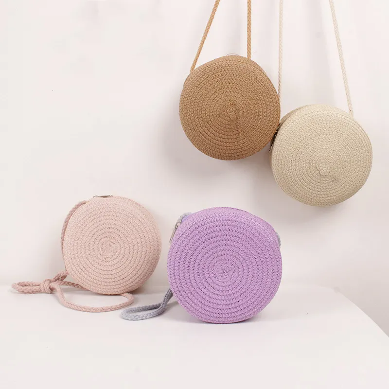 Sacs à bandoulière en paille tissée d'été pour femmes, sac à main rond en rotin fait à la main, petit sac de plage, de voyage, à bandoulière_voghion.com