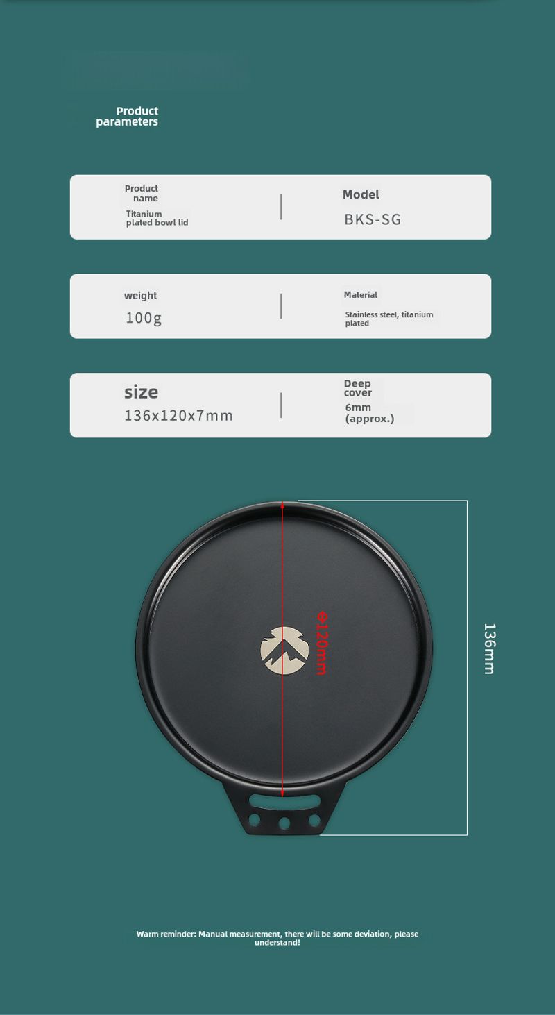 Tapa de cuenco de refugio de acero inoxidable engrosada con placa de inmersión para equipo de campamento al aire libre revestida de titanio_voghion.com