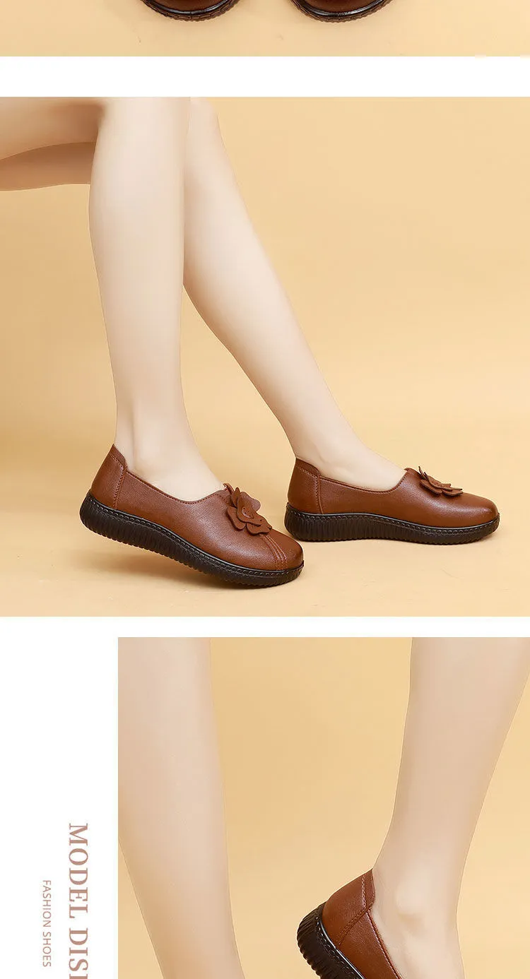 2022 Mocasini retro femei pantofi slip on femeie primăvară toamnă puțin adânc moale mama pantofi casual negru_voghion.com