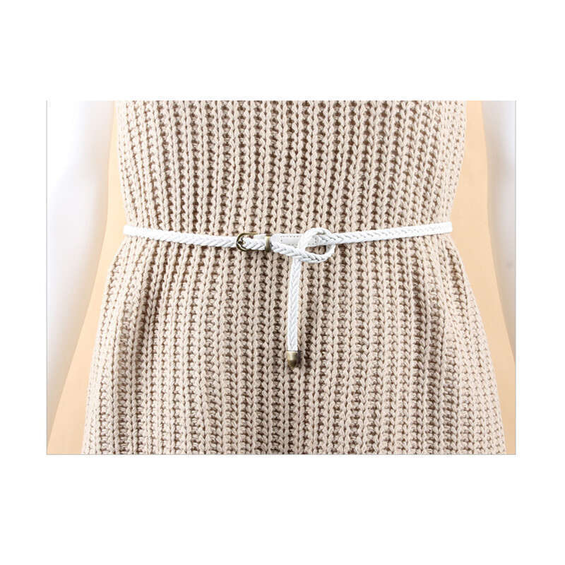 Neue handgewebte Dornschließe für Damen, lässiger und vielseitiger dünner Gürtel, dekorativer Taillenseilgürtel_voghion.com