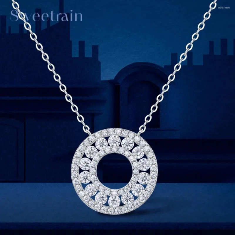 Ketten voller Moissanite-Anhänger-Halskette Sterling Silber vergoldet Diamant-Schlüsselbeinkette für Frauen Hochzeitsschmuck_voghion.com