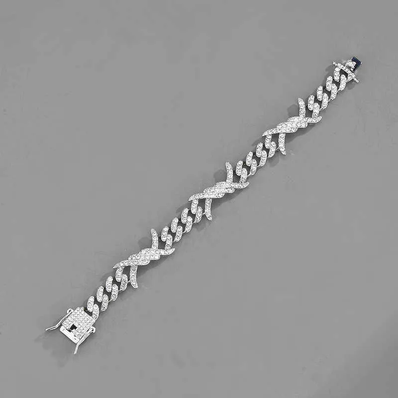 Thorns Flames Diamonds Chains Cross-border Hip-hop Trendy Mens Cuban Chain_voghion.com
