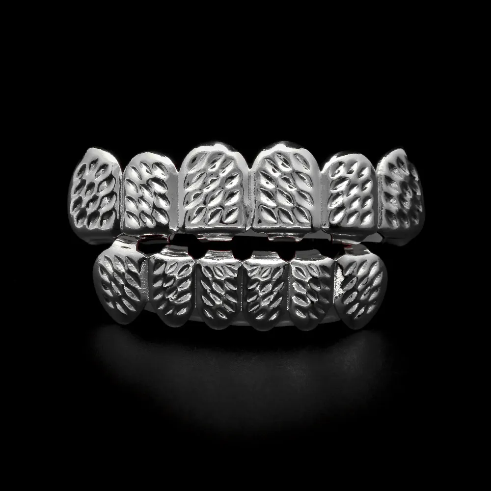 Bio Copper Gold Plated Hip Hop Bling Jewelry Teeth Grillz Caps Top & Bottom Golden Grill Set Tooth Socket Hallowmas_voghion.com