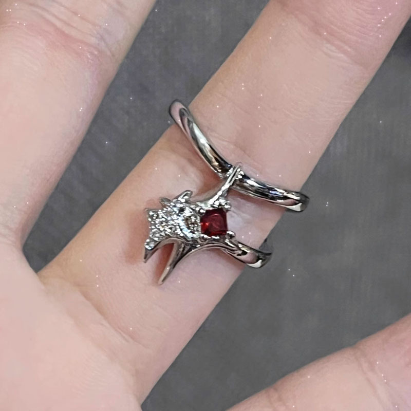 Punk Cross Butterfly Personalized Open Female Fashion Sweet Cool Spicy Girl Unisex Style Unique Food Ring_voghion.com
