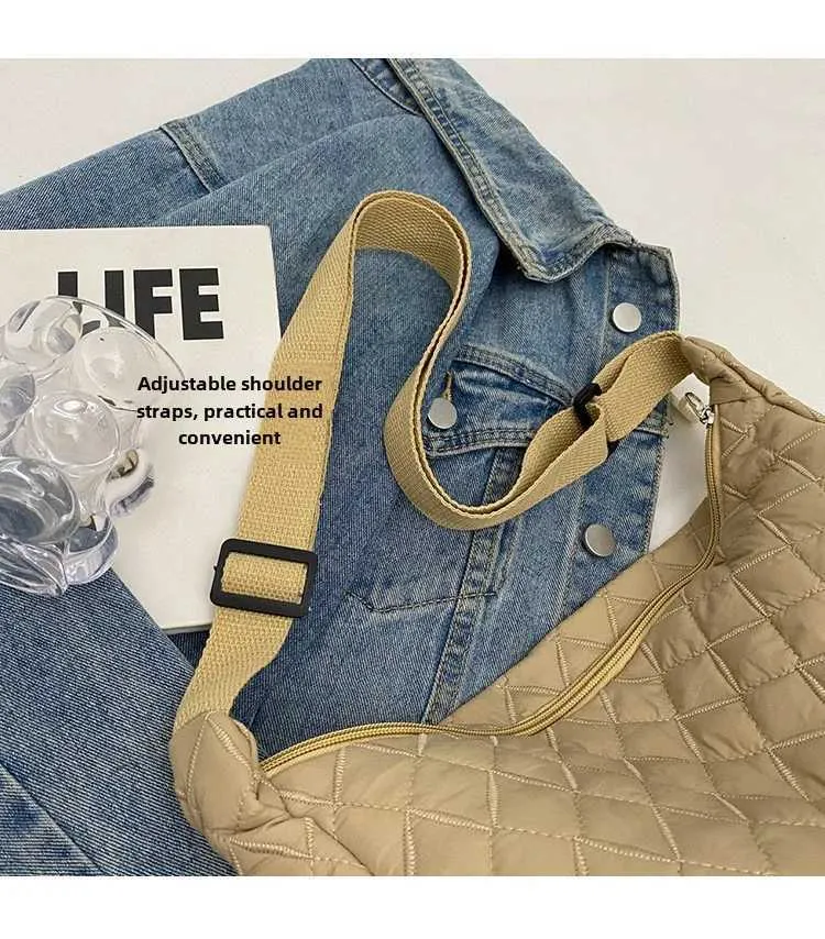 Sac à bandoulière rétro en nylon pour femmes, sac à main décontracté et étanche pour sans-abri, literie pour femmes, grande capacité, Y241123_voghion.com