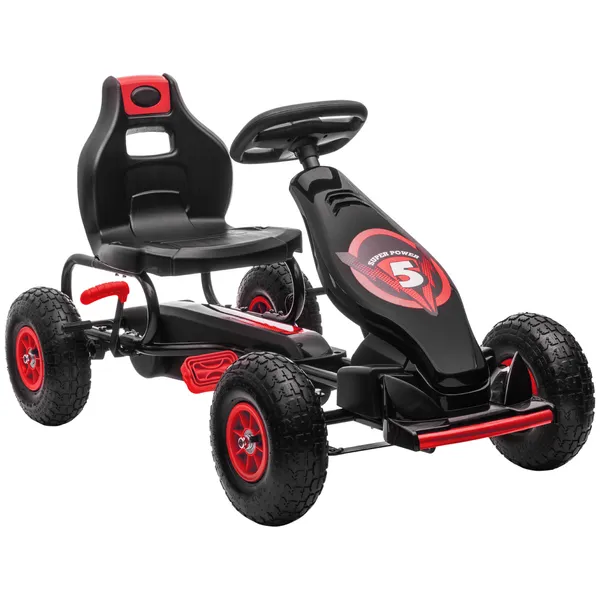 Aosom Kids Pedal Go Kart Ride-on Toy With Ergonomic Comfort, Pedal Car With Tough, Wear-Resistant Tread, Go Cart Kids Car For Boys & Girls With_voghion.com