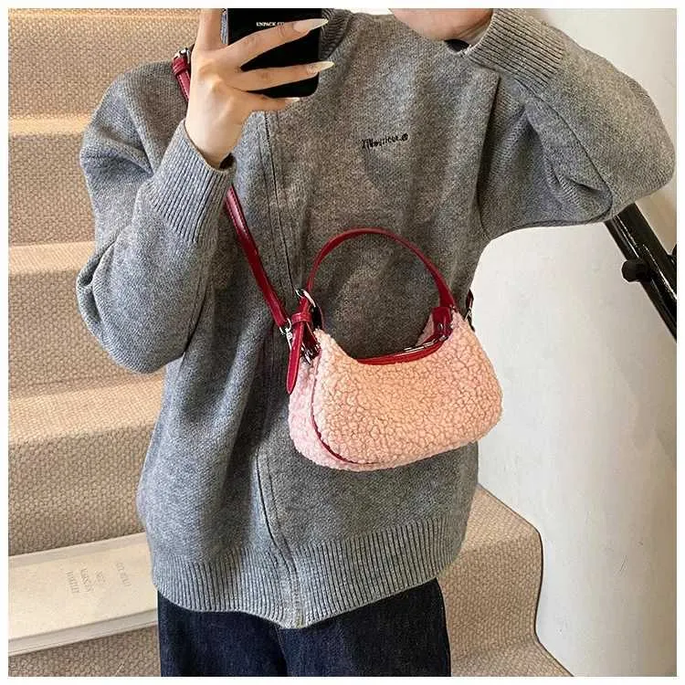 Women Fashion Lamb Fleece Mini Handbag Solid Soft Casual Crossbody Pack Female Versatile Leisute Cute Messenger Shoulder_voghion.com