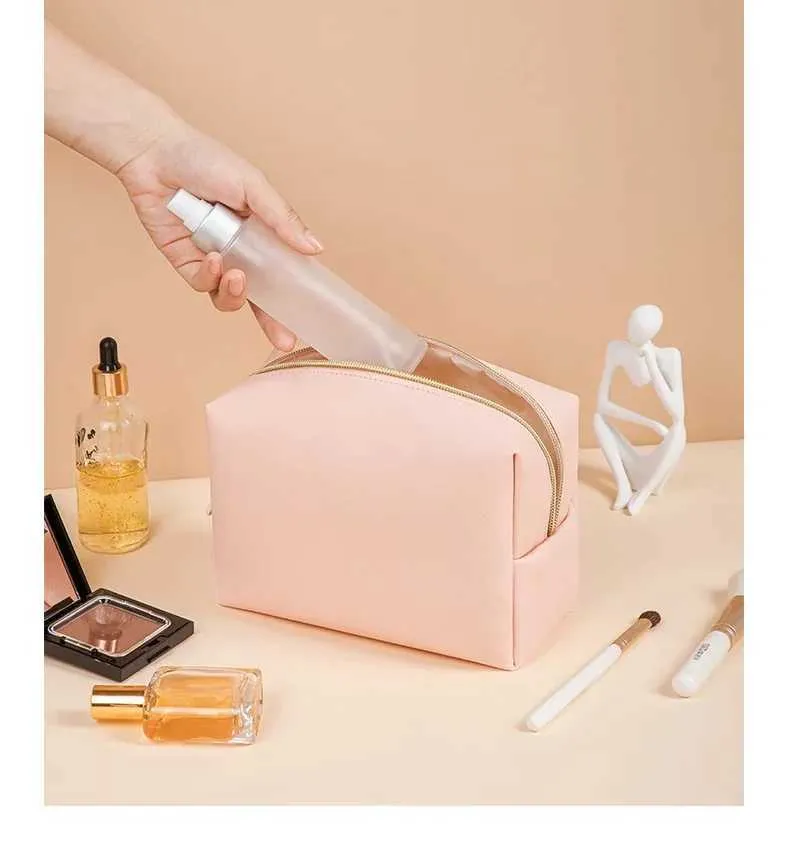 Trousse de maquillage de voyage portable de grande capacité pour femmes et filles, organisateurs de salle de bain, compartiments de rangement pour femmes Ins Ne_voghion.com