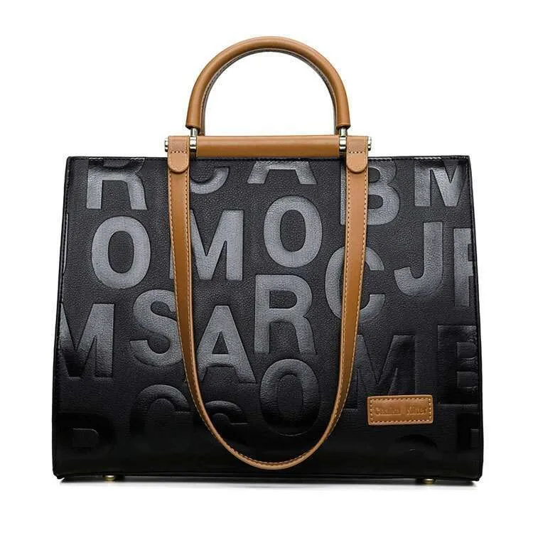 Handheld New Fashion Commuter Bag, Emed Letter Women's Handbag Large Capacity Crossbody Bag_voghion.com